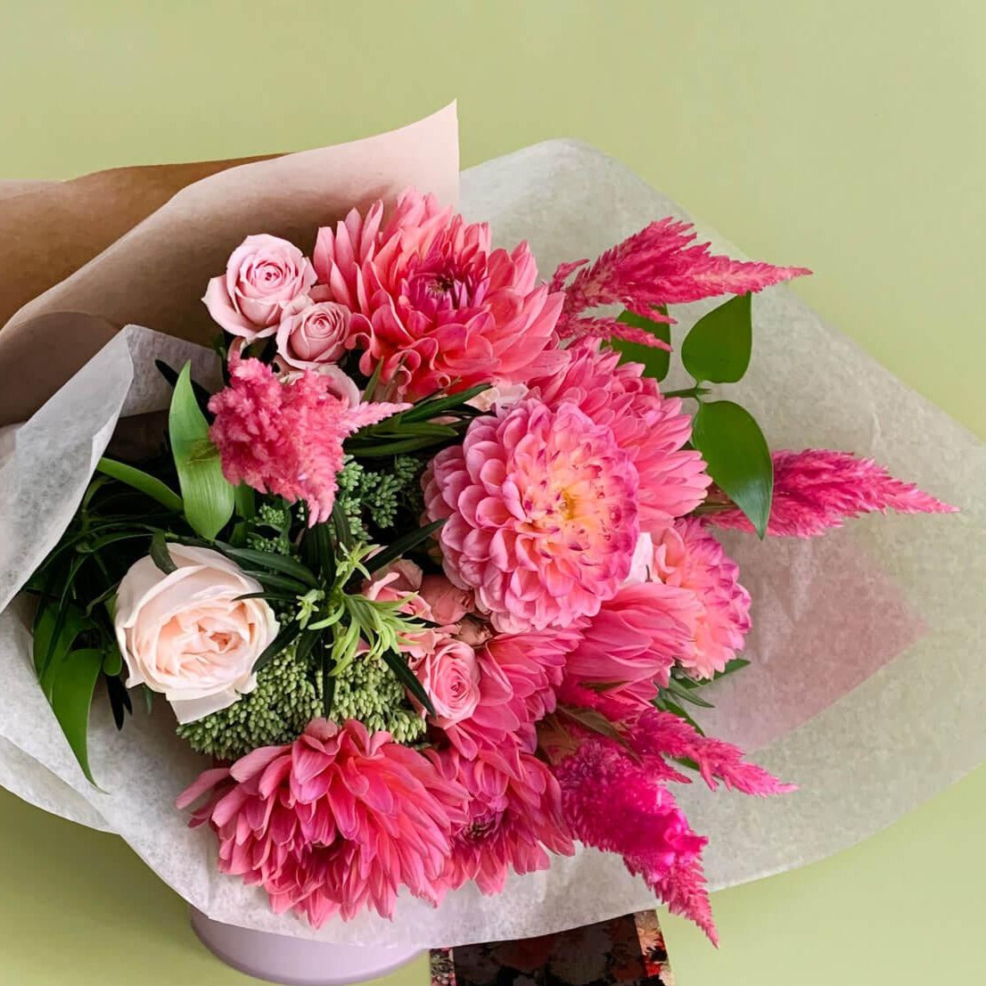 Wonderblooms monthly flower subscription from Quince Flowers, Toronto Florist and flower delivery - pink flowers in a beautiful flower bouquet. Order online for flower & plant subscriptions from the best florist in Toronto near you.