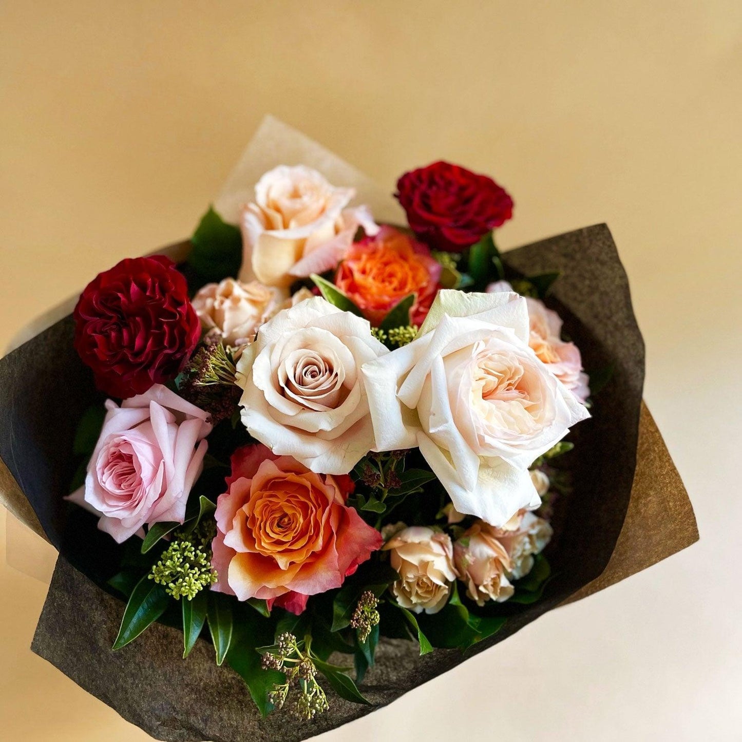 Wonderblooms monthly flower subscription from Quince Flowers, Toronto Florist and flower delivery - yellow and white peonies with beautiful green foliage. Order online for flower & plant subscriptions from the best florist in Toronto near you.