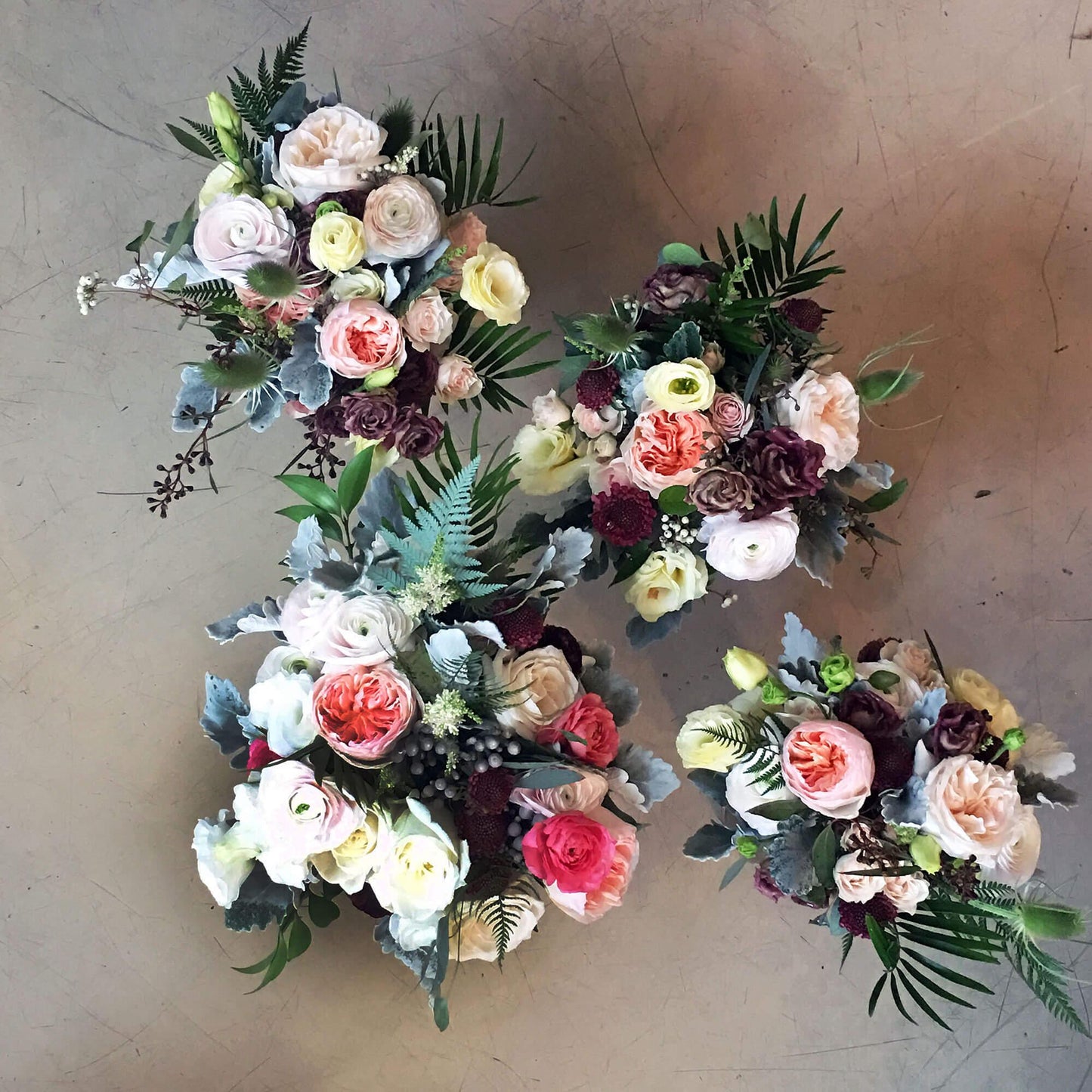 Attendants bouquets, bridal bouquets, wedding florist, Toronto weddings, Quince Flowers