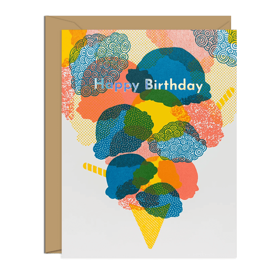 A colorful birthday card featuring abstract designs and the text ‘Happy Birthday’ in a modern, artistic style.Order online for event items from the best florist in Toronto near you.