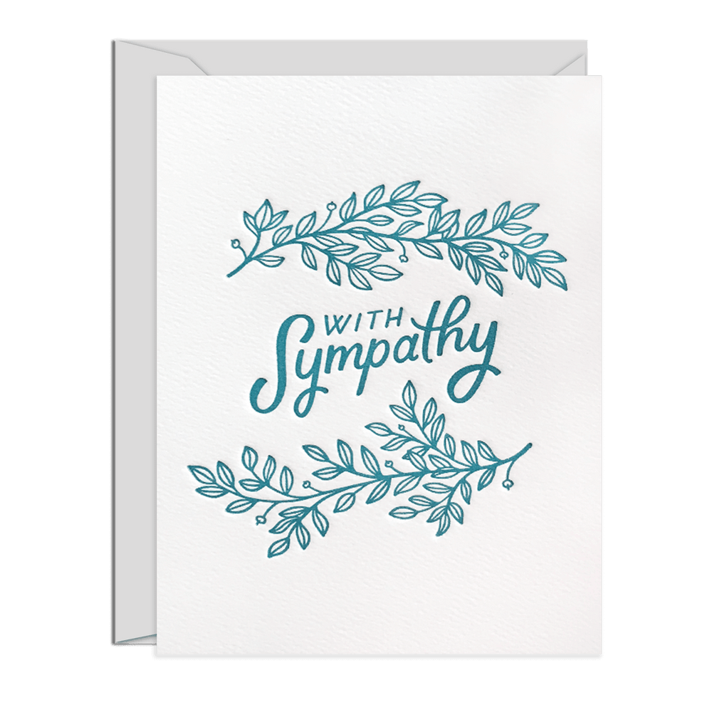 
                      
                        A sympathy card with teal lettering and leaf designs on a white background.Order online for event items from the best florist in Toronto near you.
                      
                    