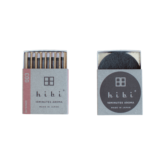 Two boxes of hibi 10 MINUTES AROMA incense sticks, one showing the sticks and the other showing the grey incense pad, both labeled ‘MADE IN JAPAN’.Order online for event items from the best florist in Toronto near you